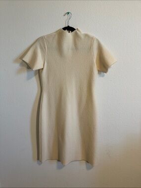 Chloe Cream Short-Sleeve Mini Knit Dress